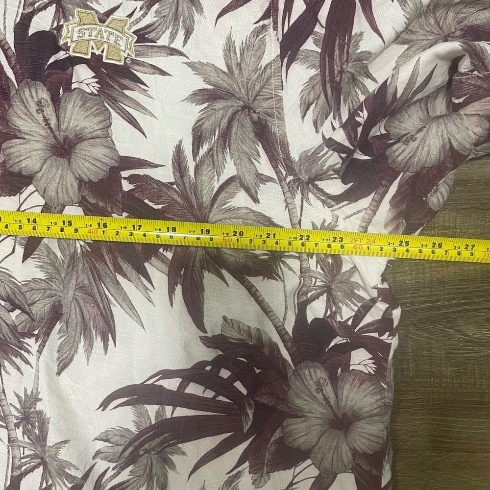 Tommy Bahama Mens XXL Mississippi State Bulldogs Silk Floral Camp Shirt Burgundy - Picture 6 of 8